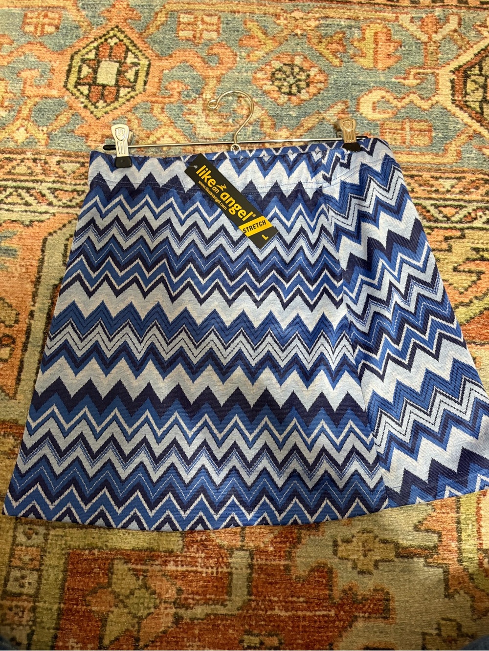 NWT VTG Y2K Like An Angel Blue Chevron Mini Skirt L